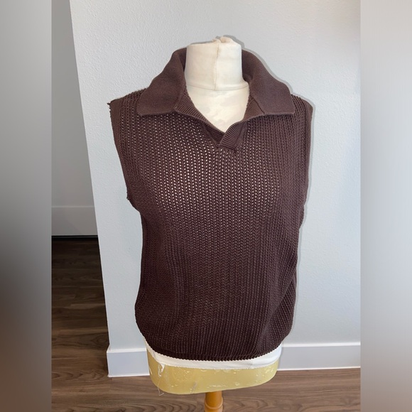 Zara Sweaters - Zara Brown Sleeveless Knit Sweater Vest